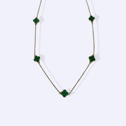 colar feminino 45cm trevo pedra jade